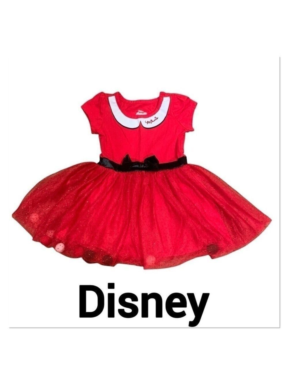 DISNEY JUNIOR Red Minnie Mouse Short Sleeve Dress size 2T